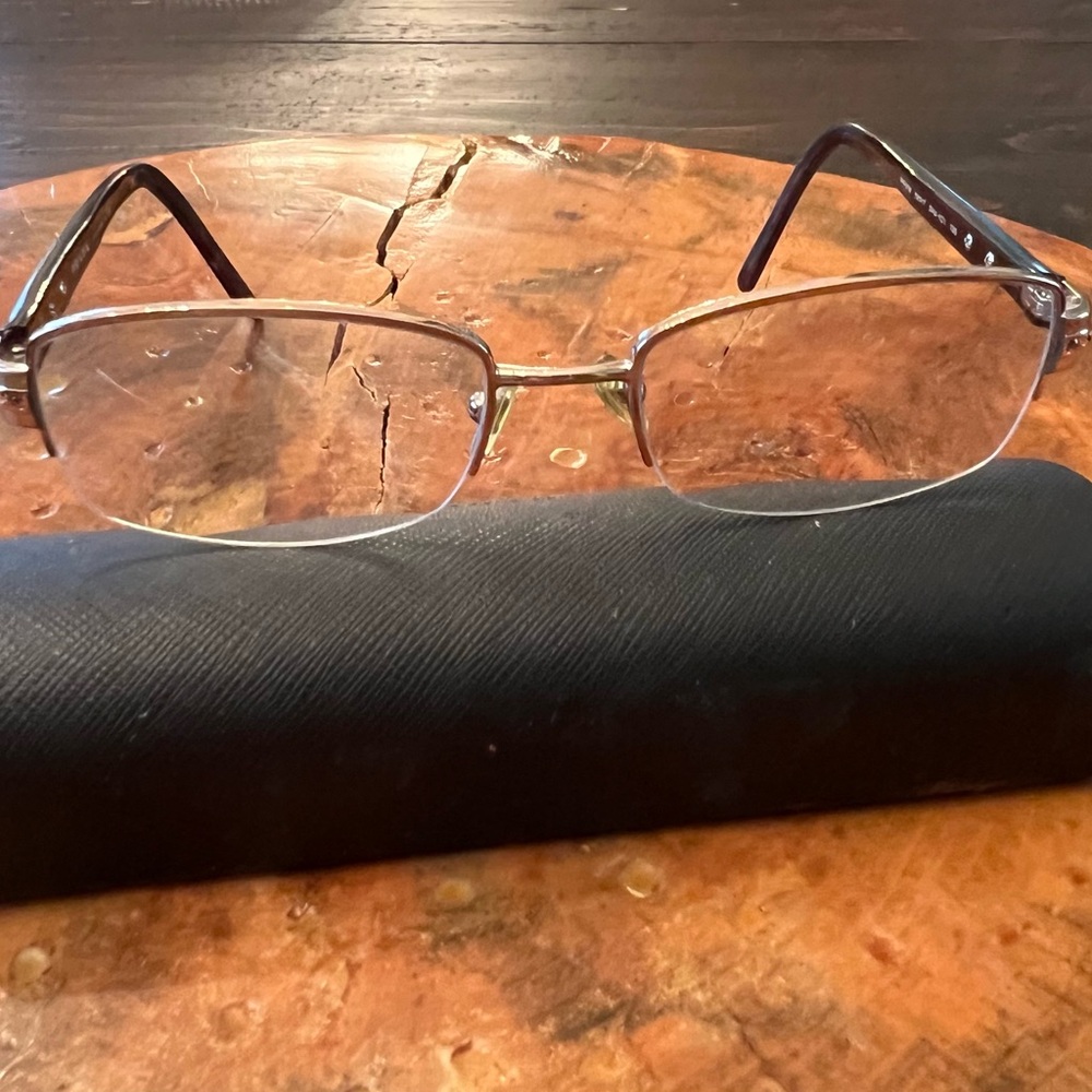 Prada Silver Rectangular Glasses - image 1